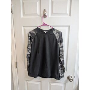 James Perse Mens Camo Raglan Long Sleeve T-Shirt Grey Cotton - Size 1 (S)